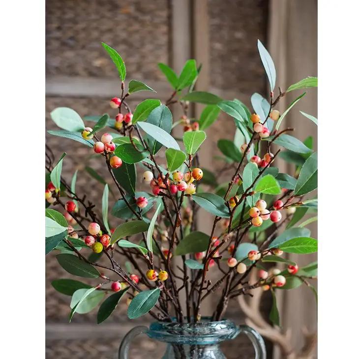 Artificial Fruit Snow Berry Leaf Stem 28" Tall Silk Plant by RusticReach