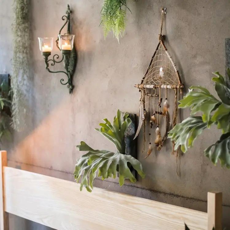 Artificial Faux Fern Madagascar Staghorn Wood Board Hanging by RusticReach