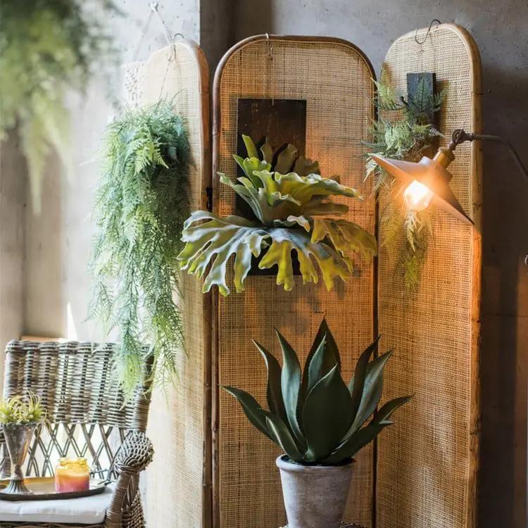 Artificial Faux Fern Madagascar Staghorn Wood Board Hanging by RusticReach