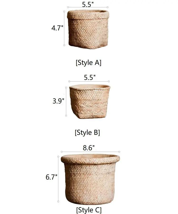 Straw Basket Style Concrete Planter by RusticReach