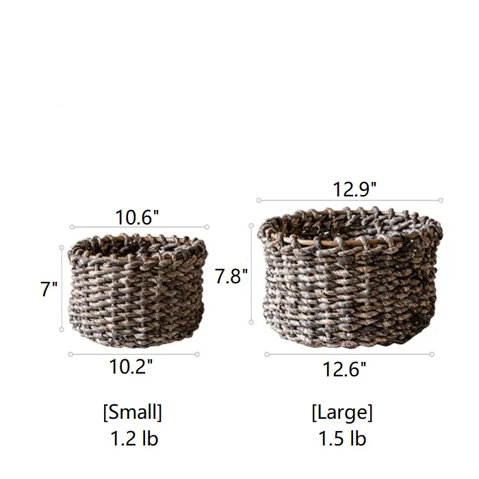 Natural Brown Straw Round Basket by RusticReach