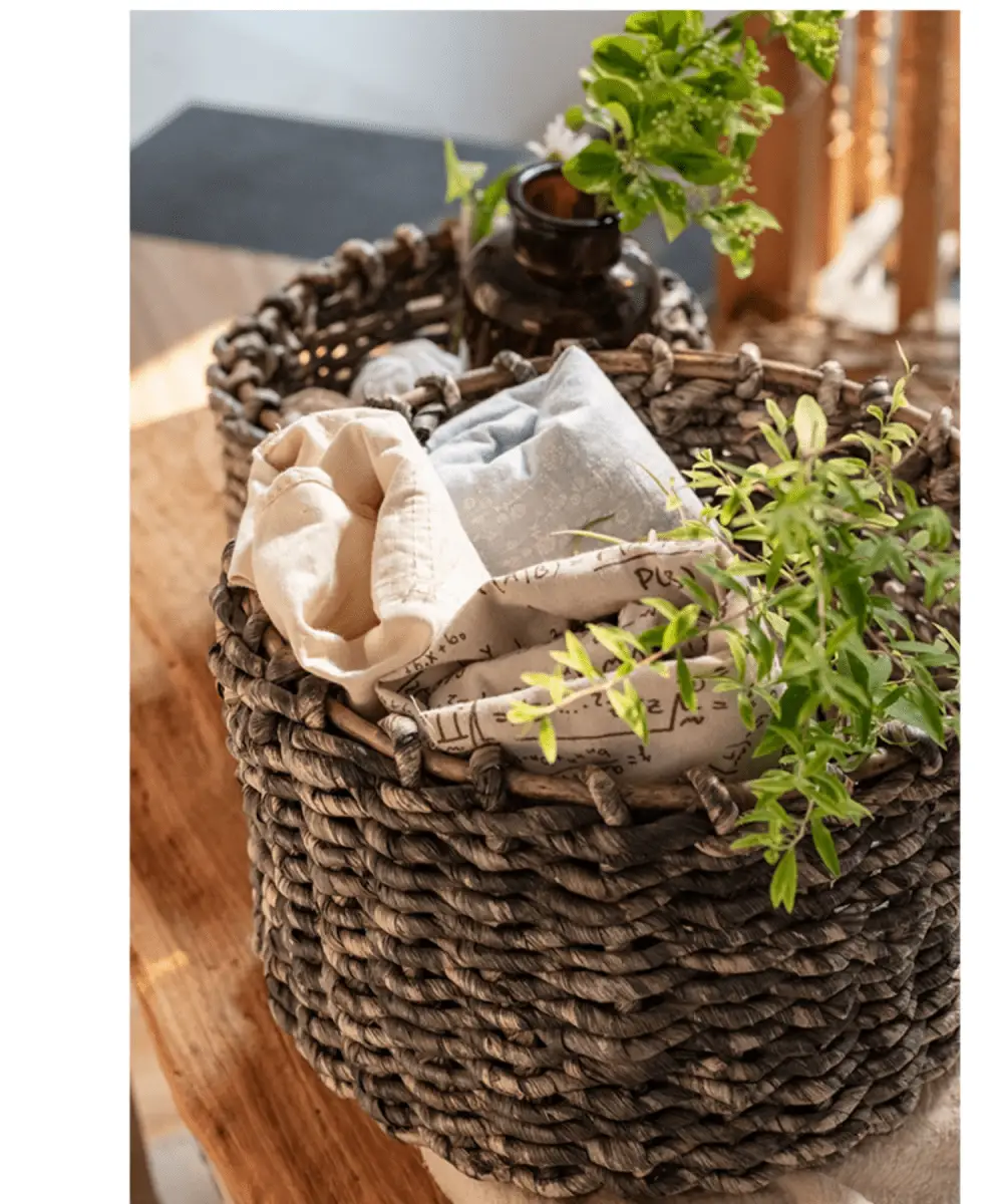 Natural Brown Straw Round Basket by RusticReach