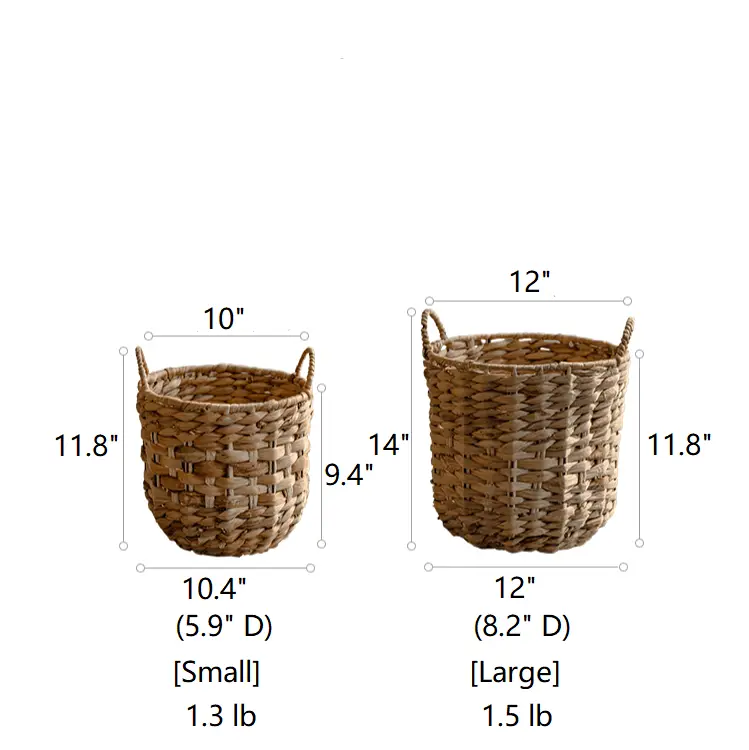 Natural Straw Round Basket with Handles by RusticReach