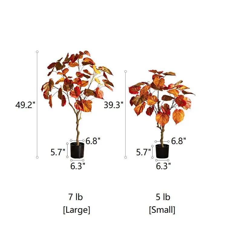 Artificial Silk Red Leaf Banyan Tree In Pot by RusticReach