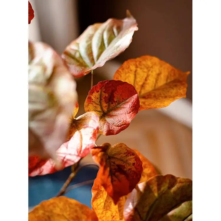 Artificial Silk Red Leaf Banyan Tree In Pot by RusticReach