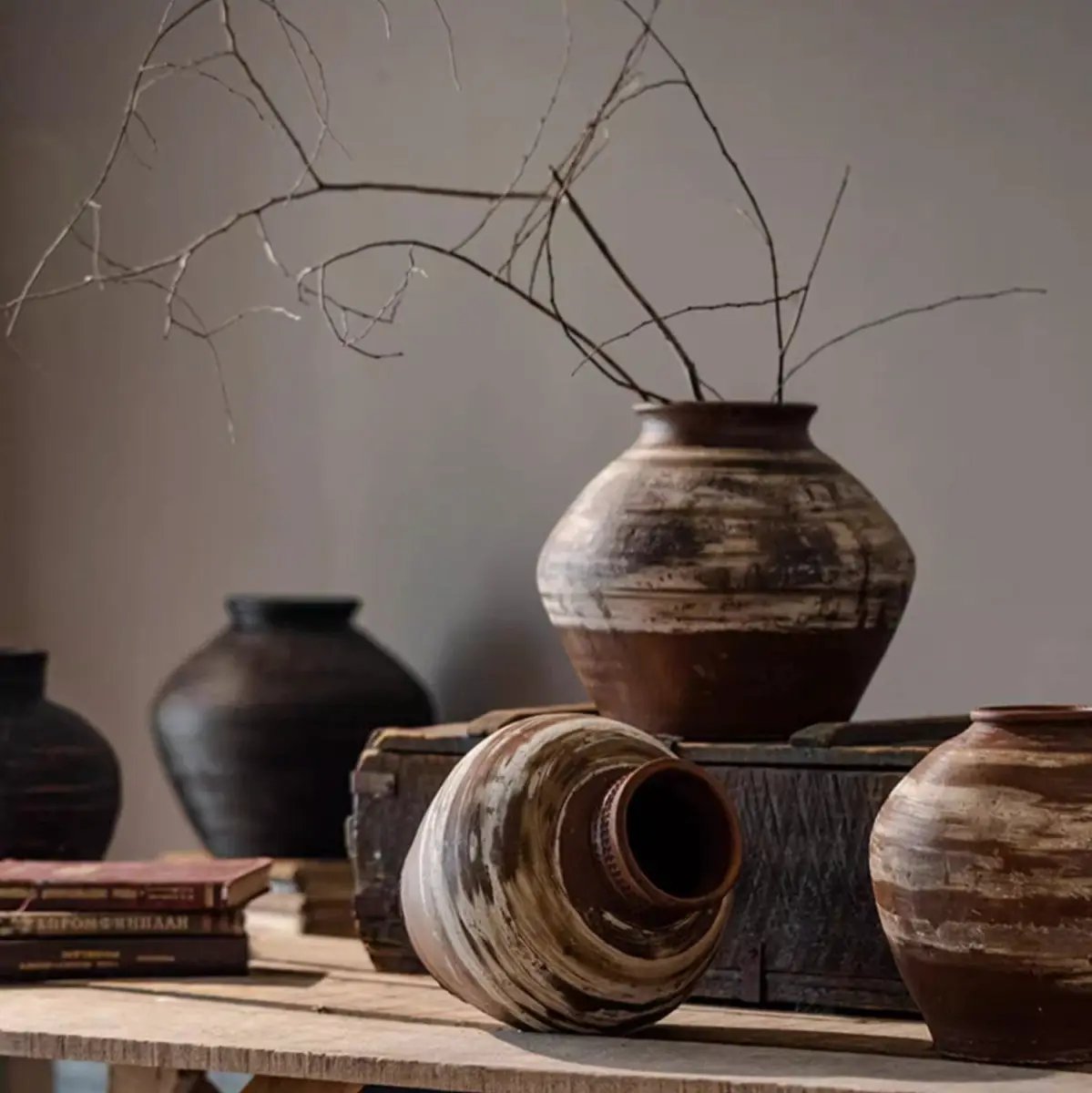 Vintage Wabi-Sabi Style Ceramic Jar by RusticReach