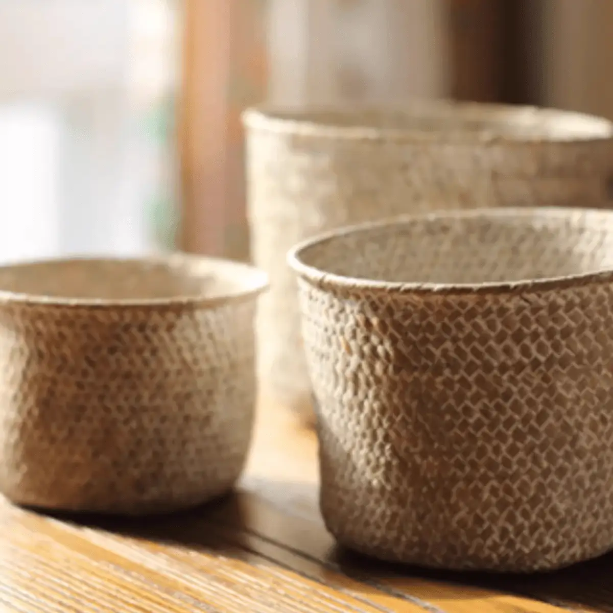 Natural Woven Round Storage Basket by RusticReach