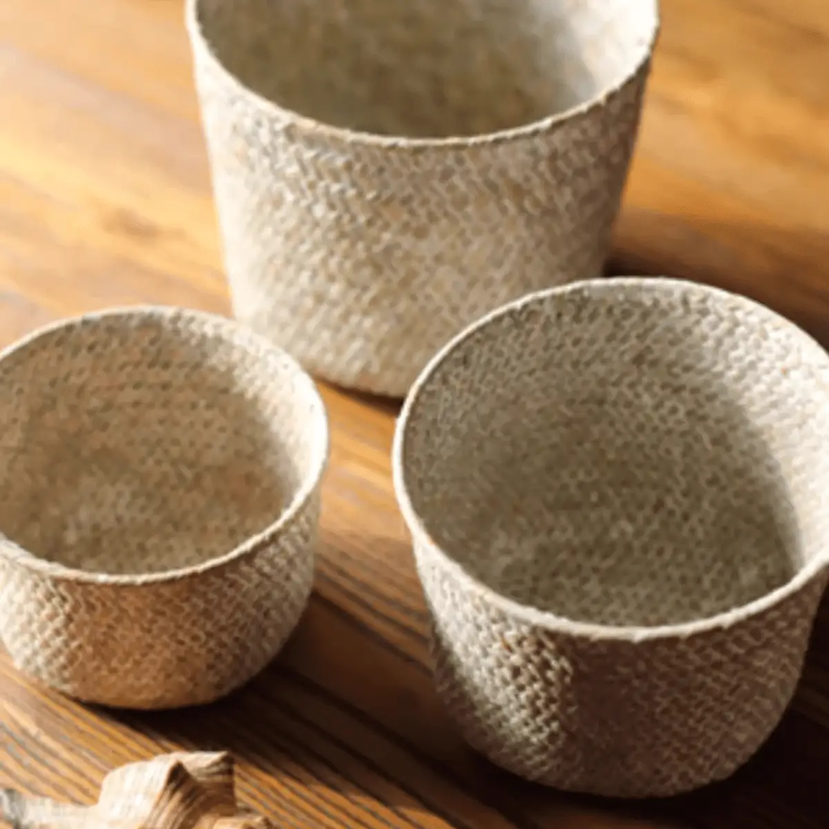 Natural Woven Round Storage Basket by RusticReach