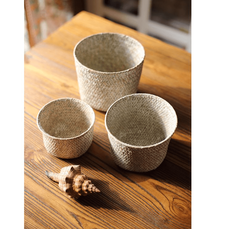 Natural Woven Round Storage Basket by RusticReach