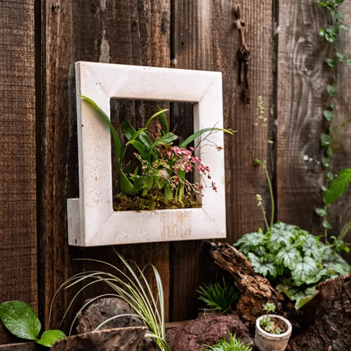 Wood Hanging Floral Frame by RusticReach