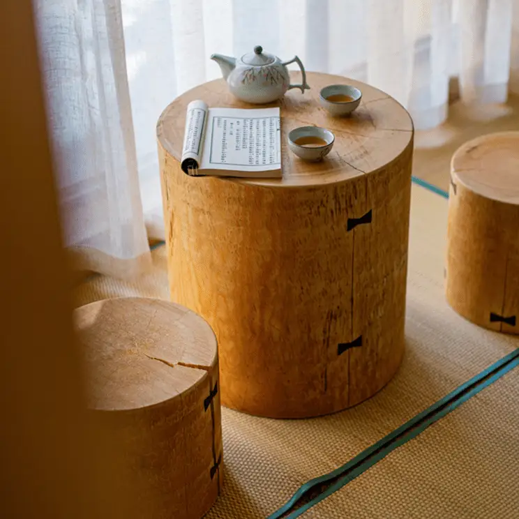 Pine Wood Pedestal Table Side Table by RusticReach