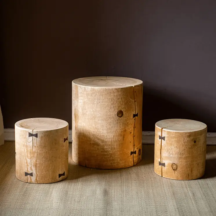 Pine Wood Pedestal Table Side Table by RusticReach