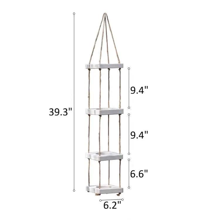 Wooden Rope Hanging Plant Shelf by RusticReach