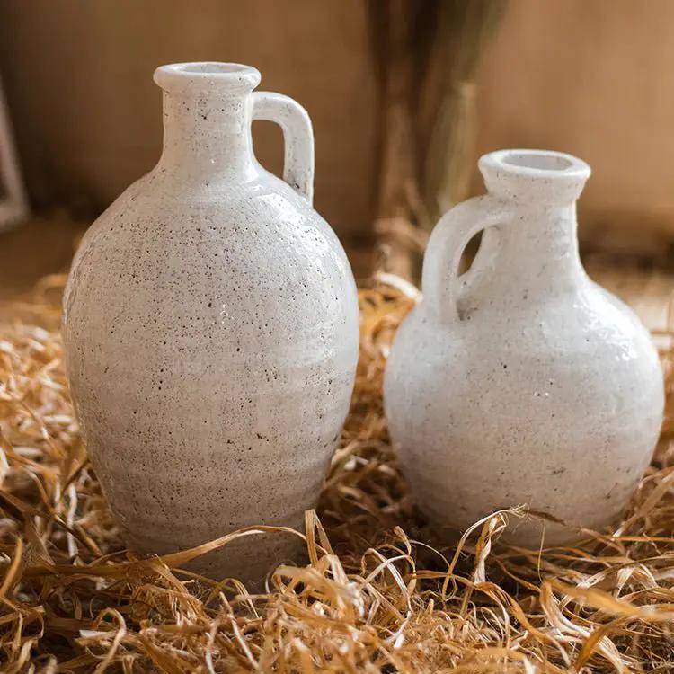 White Ceramic Vase Small Opening Vase by RusticReach