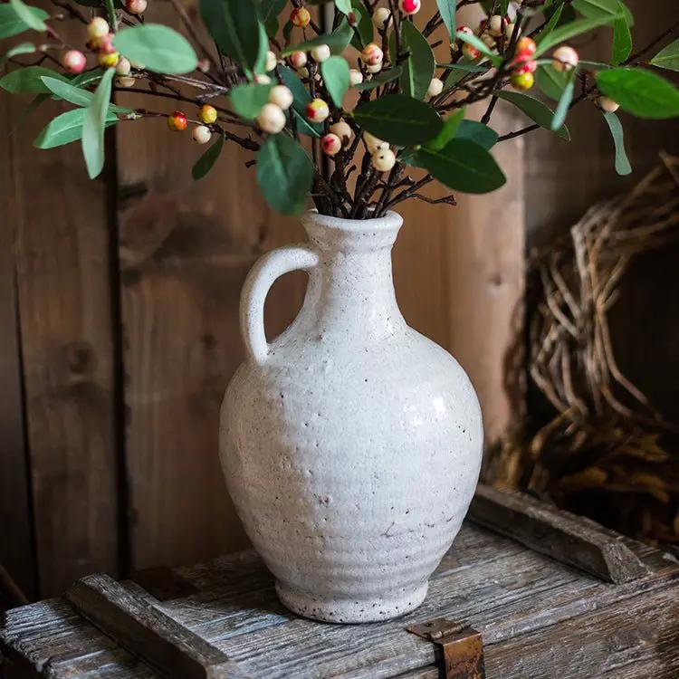 White Ceramic Vase Small Opening Vase by RusticReach