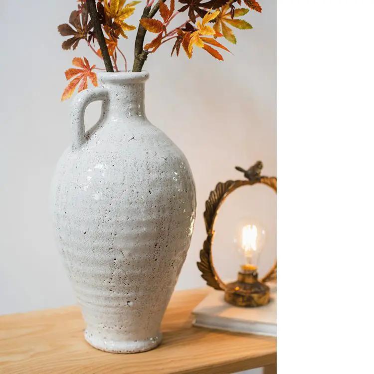 White Ceramic Vase Small Opening Vase by RusticReach