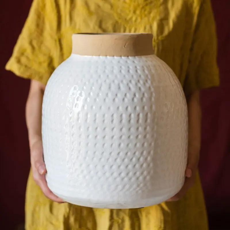 White Flower Vase Glazed Ceramic Vase by RusticReach