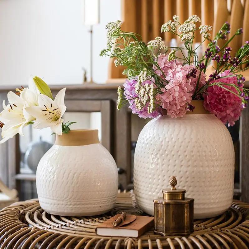 White Flower Vase Glazed Ceramic Vase by RusticReach