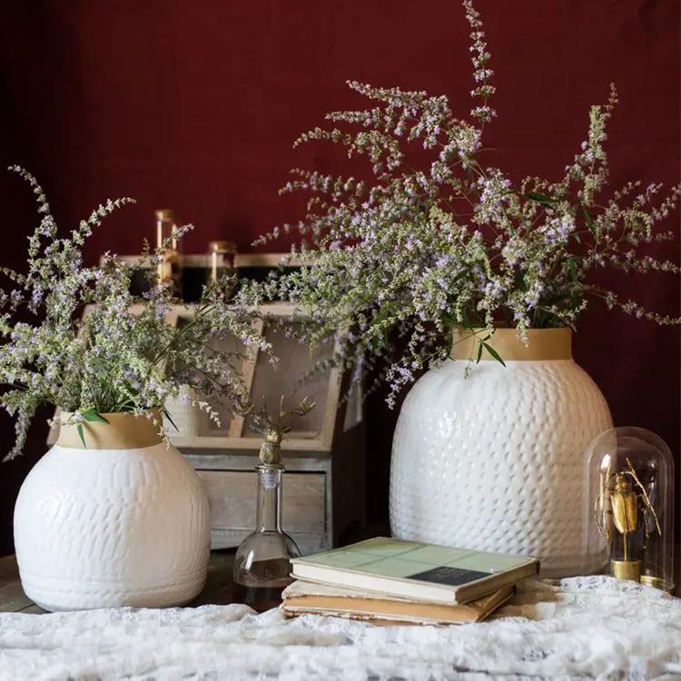 White Flower Vase Glazed Ceramic Vase by RusticReach