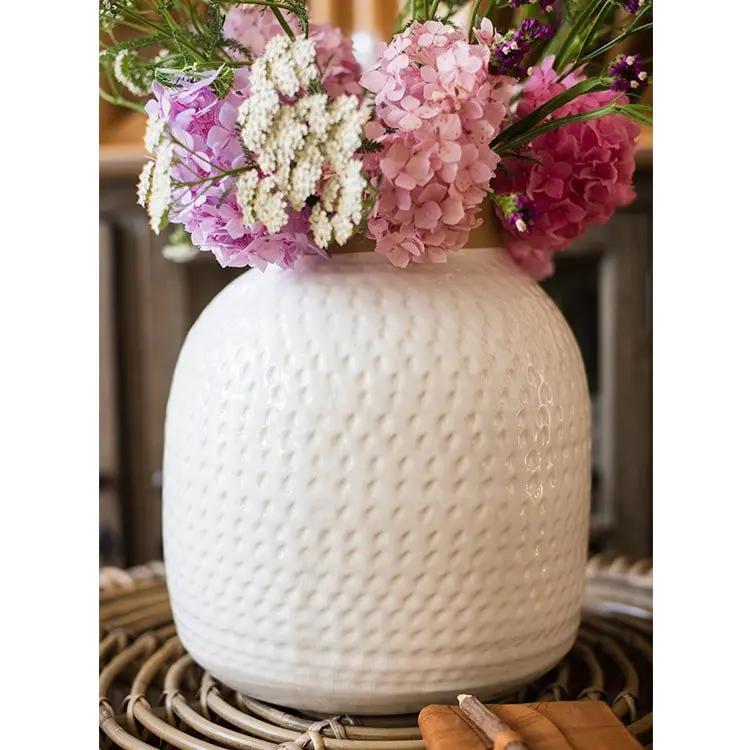 White Flower Vase Glazed Ceramic Vase by RusticReach