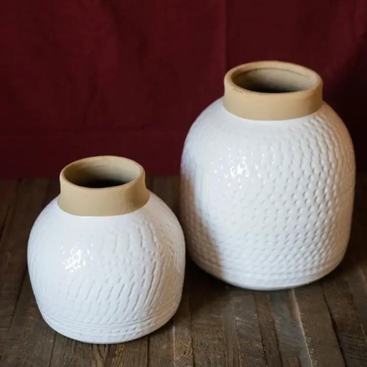 White Flower Vase Glazed Ceramic Vase by RusticReach