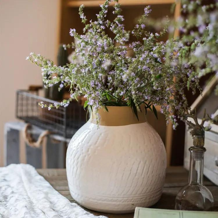 White Flower Vase Glazed Ceramic Vase by RusticReach