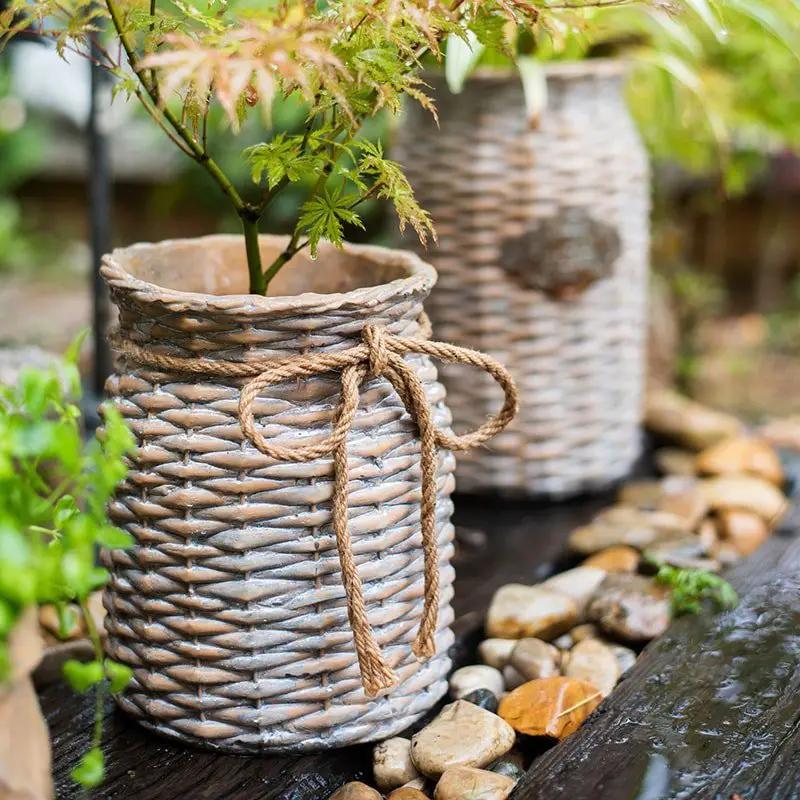Willow Style Ribbon Concrete Flower Pot by RusticReach
