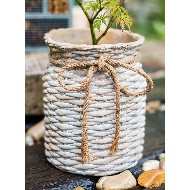 Willow Style Ribbon Concrete Flower Pot by RusticReach
