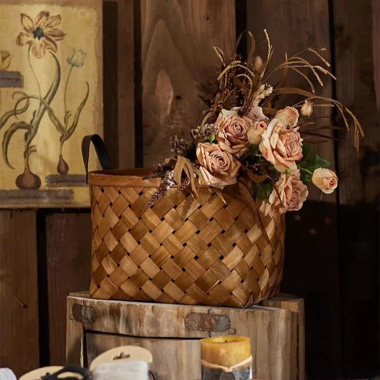 Rustic Handwoven Woodchip Basket by RusticReach