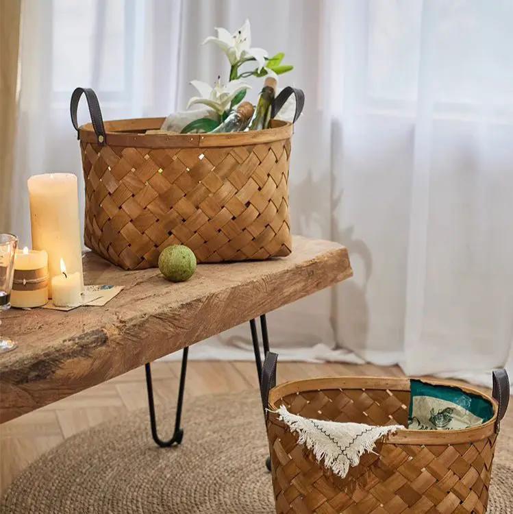 Rustic Handwoven Woodchip Basket by RusticReach
