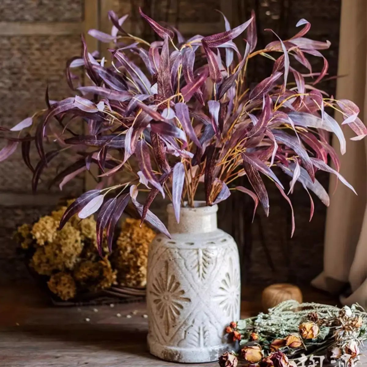 Whispers of Autumn Eucalyptus Stem 33" Tall by RusticReach
