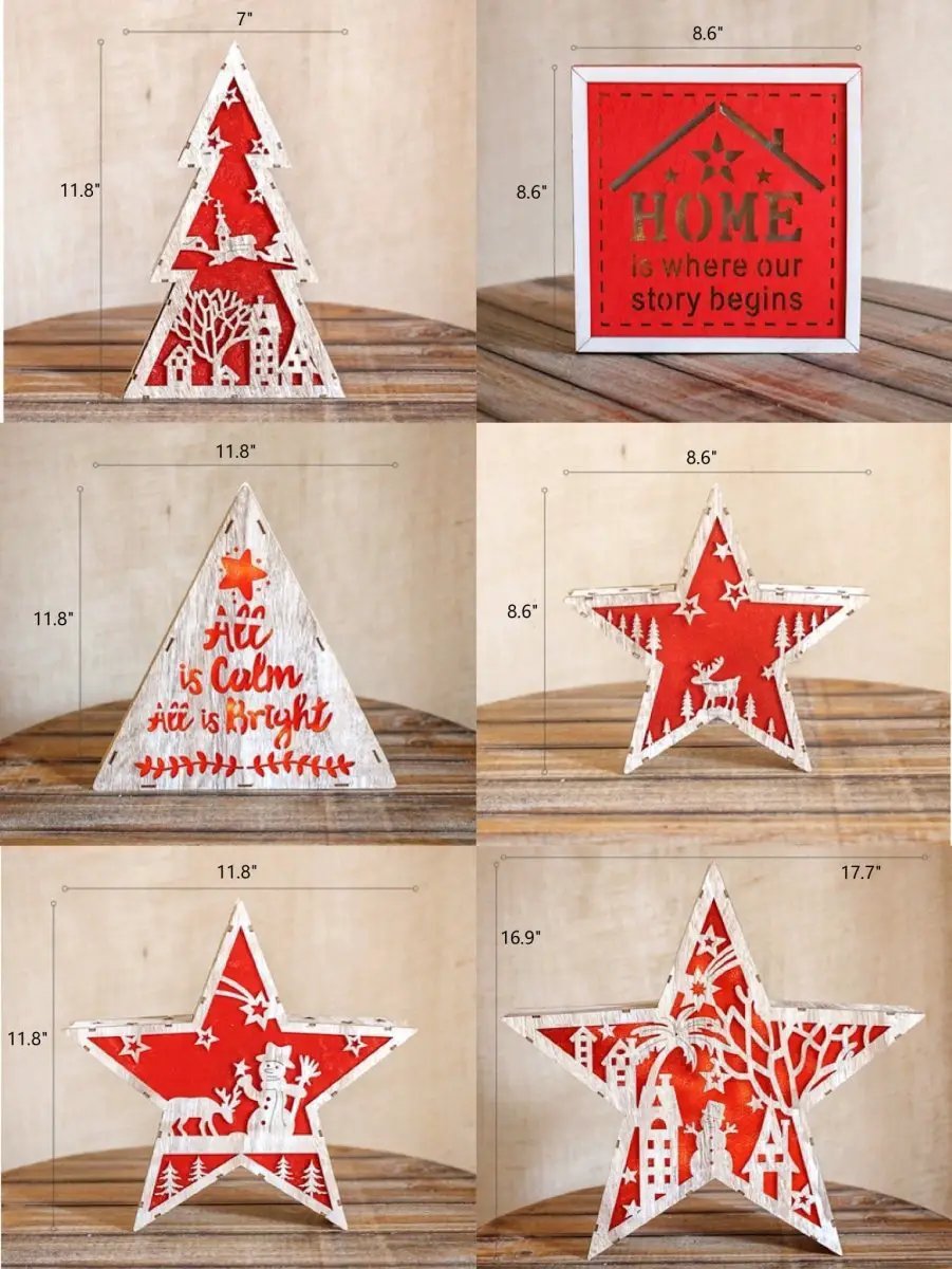 Christmas Decorative Light Box in Red by RusticReach