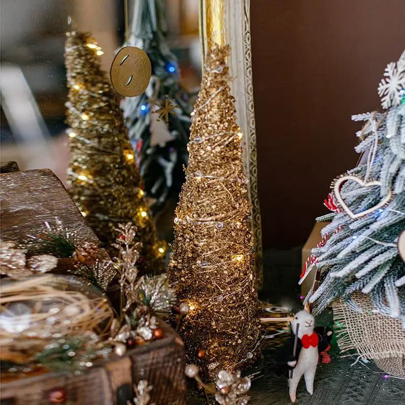 Christmas Rattan Cone Tree in Gold by RusticReach