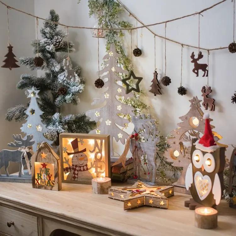 Christmas Desktop Decoration Figurines in Wood by RusticReach