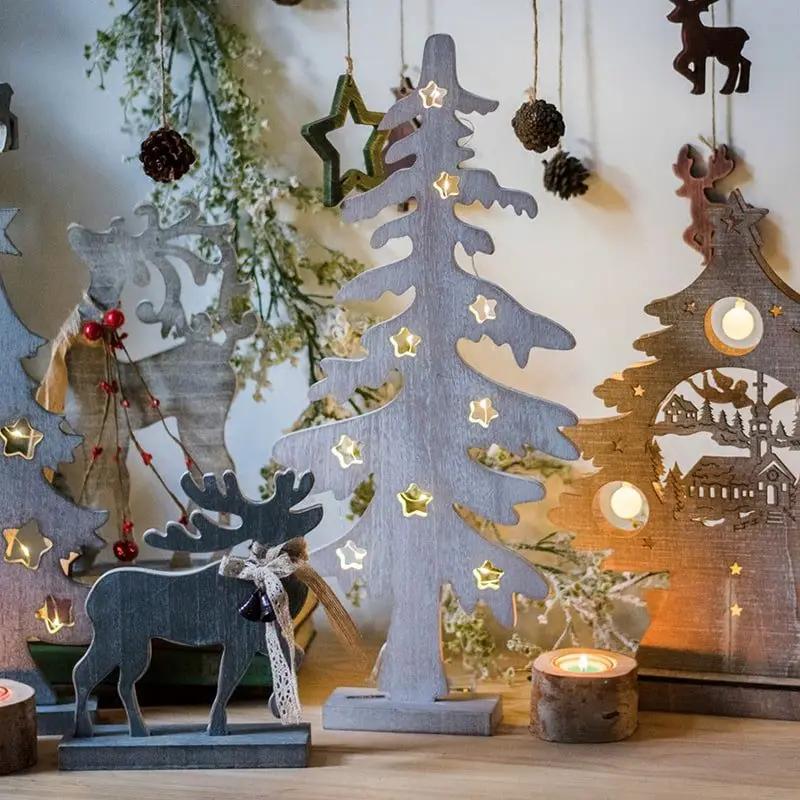 Christmas Desktop Decoration Figurines in Wood by RusticReach