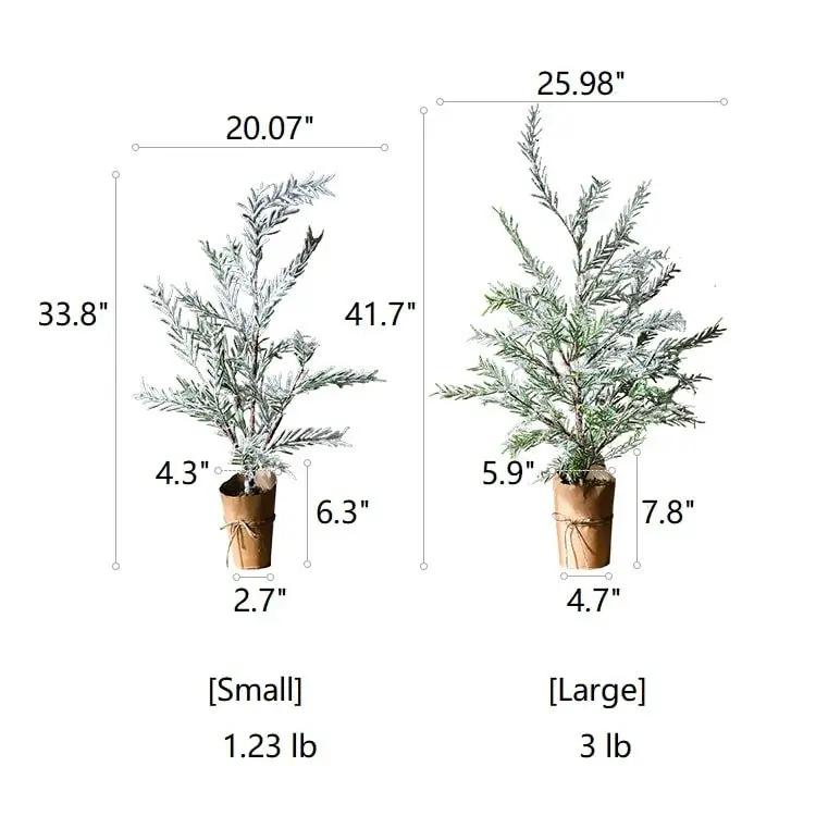 Cedar Fir Tree Snow Flocked Christmas Tree in Paper Wrapped Base by RusticReach