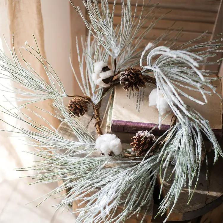 Christmas Faux Snow Pine Needle Wreath or Vine by RusticReach