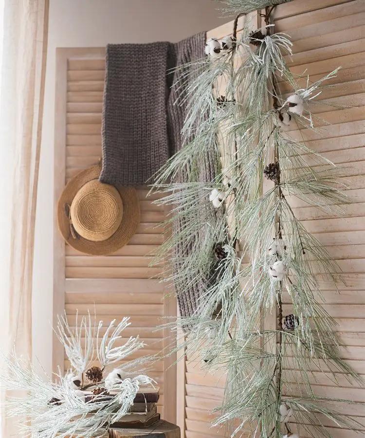 Christmas Faux Snow Pine Needle Wreath or Vine by RusticReach