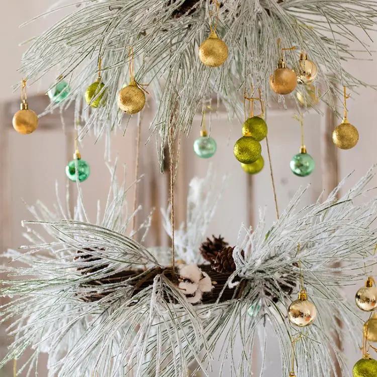 Christmas Faux Snow Pine Needle Wreath or Vine by RusticReach