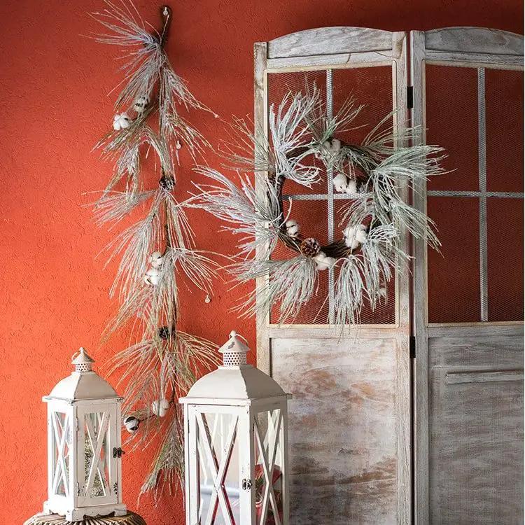 Christmas Faux Snow Pine Needle Wreath or Vine by RusticReach