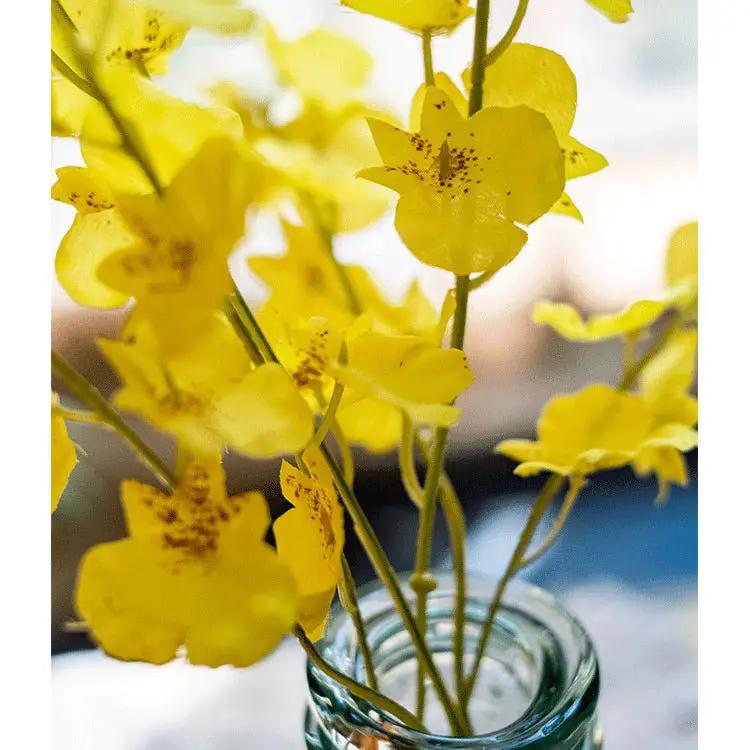 Faux Silk Artificial Yellow Dancing Lady Orchid Stem Bundle 19" Tall by RusticReach