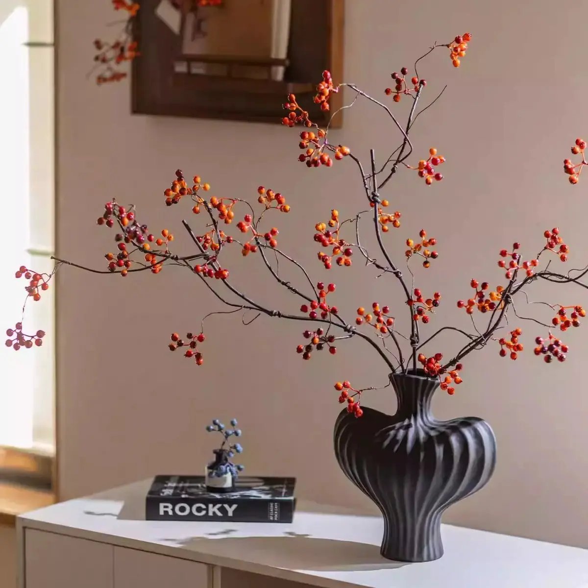 Zen Style Red Berry Stem 37.5" Tall by RusticReach