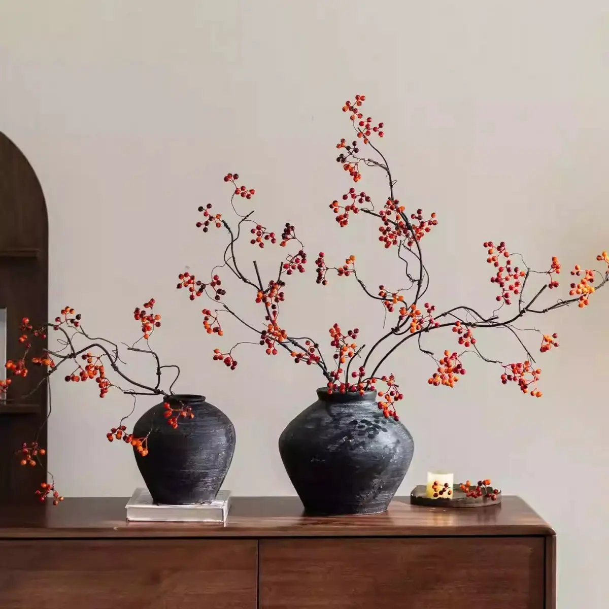 Zen Style Red Berry Stem 37.5" Tall by RusticReach