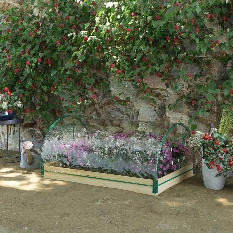 Mini Raised Garden Bed Planter Box Greenhouse Combo with Clear PVC Cover by HomePacific
