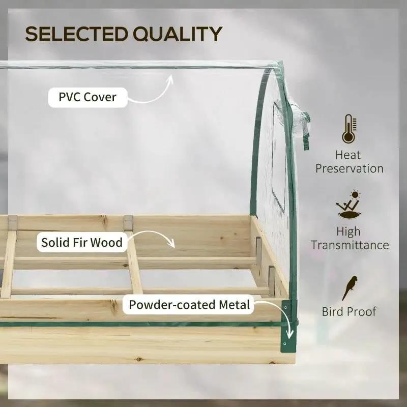 Mini Raised Garden Bed Planter Box Greenhouse Combo with Clear PVC Cover by HomePacific