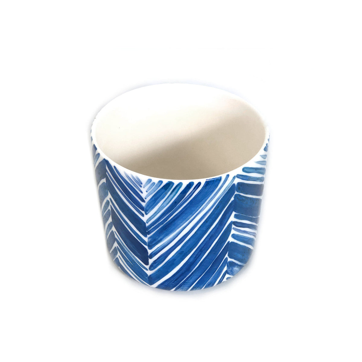 Tall Serving Bowl - Blue Palm Leaves, photo 2 of 4