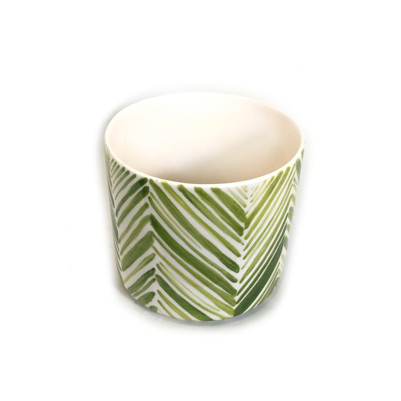 Tall Serving Bowl - Green Palm Leaves, photo 4 of 6