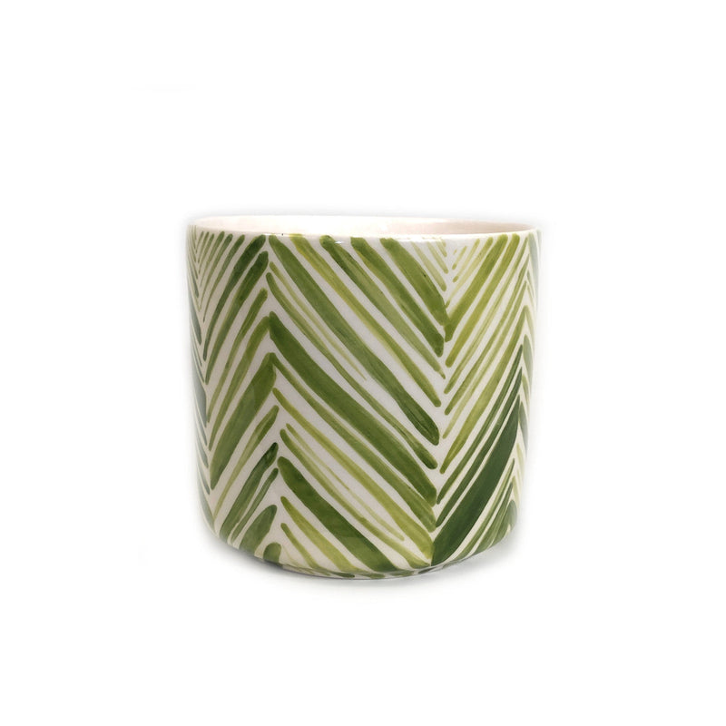 Tall Serving Bowl - Green Palm Leaves, photo 2 of 6