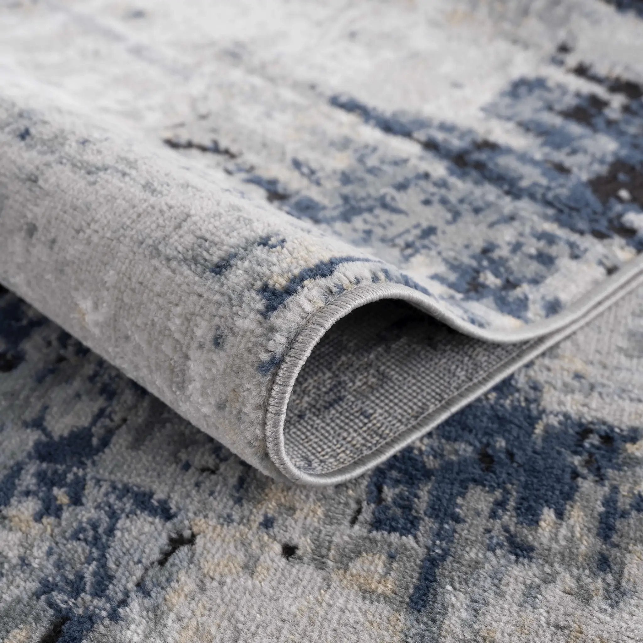 Campsall Gray&Blue Abstract Area Rug by Hauteloom