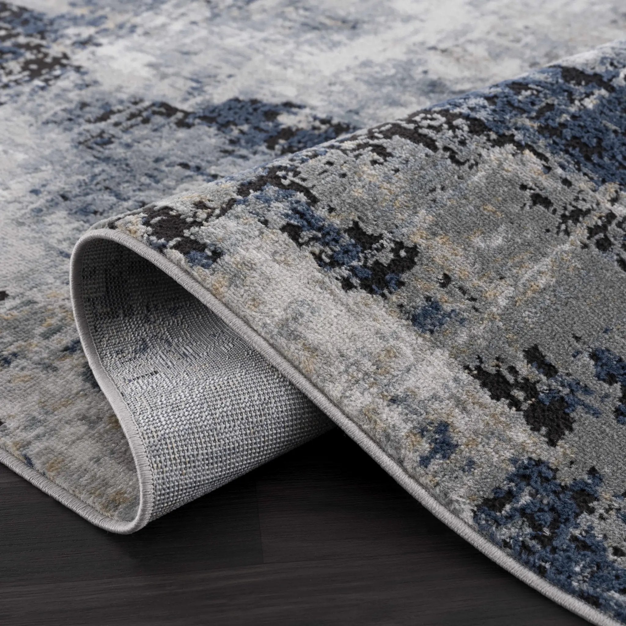 Campsall Gray&Blue Abstract Area Rug by Hauteloom